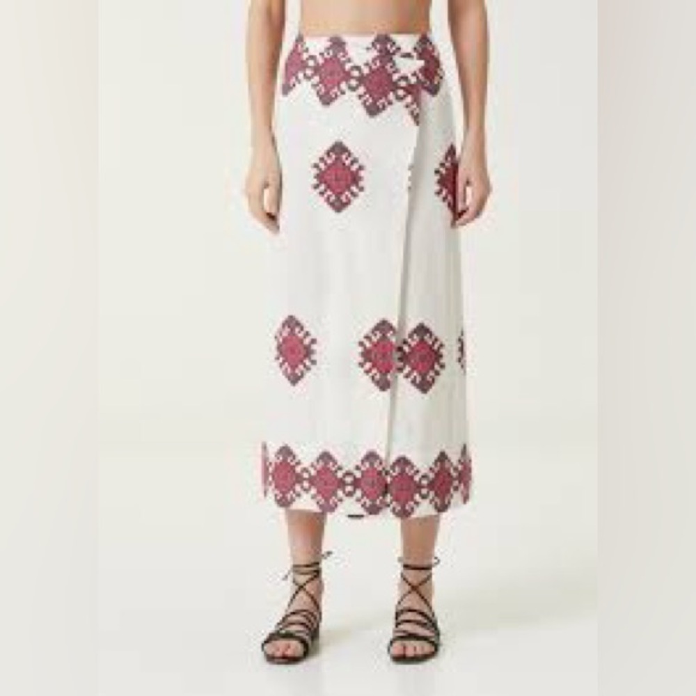 Johanna Ortiz Ikat Patterned Midi Wrap-over Skirt Sz-0